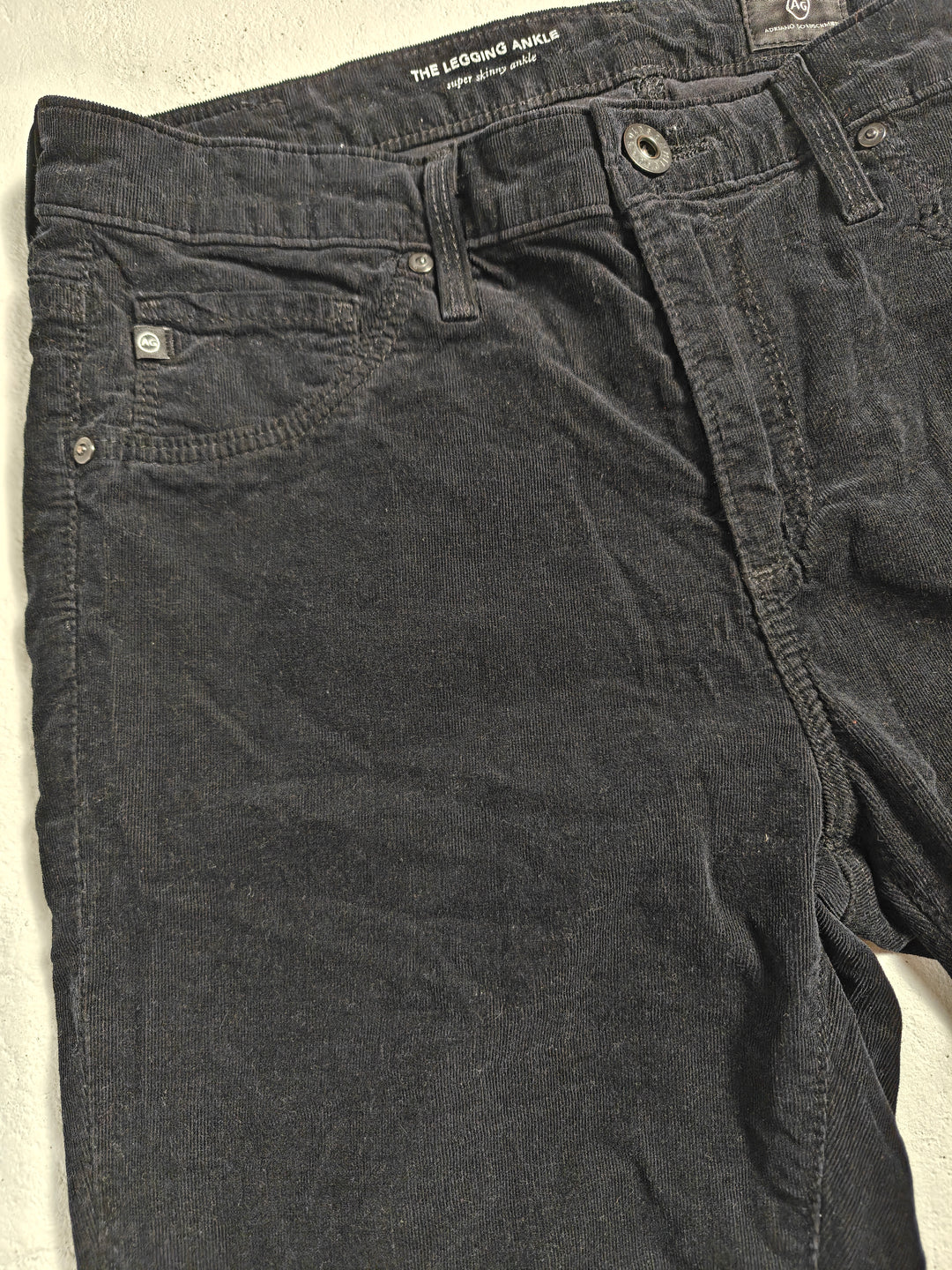 Women AG Adriano Goldschmied Legging Ankle Corduroy Black Size 28R