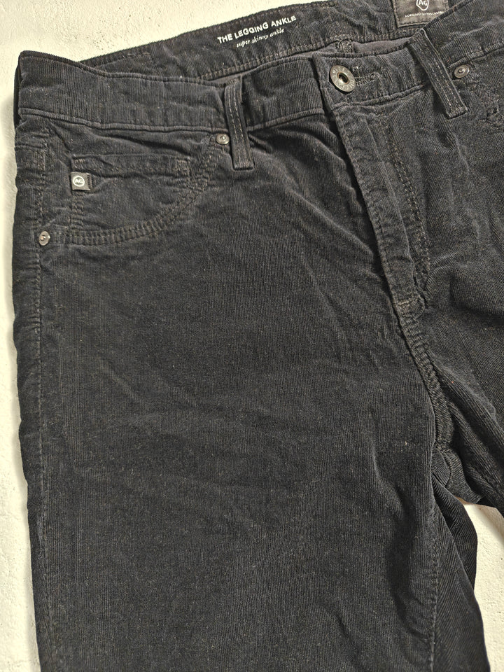 Women AG Adriano Goldschmied Legging Ankle Corduroy Black Size 28R