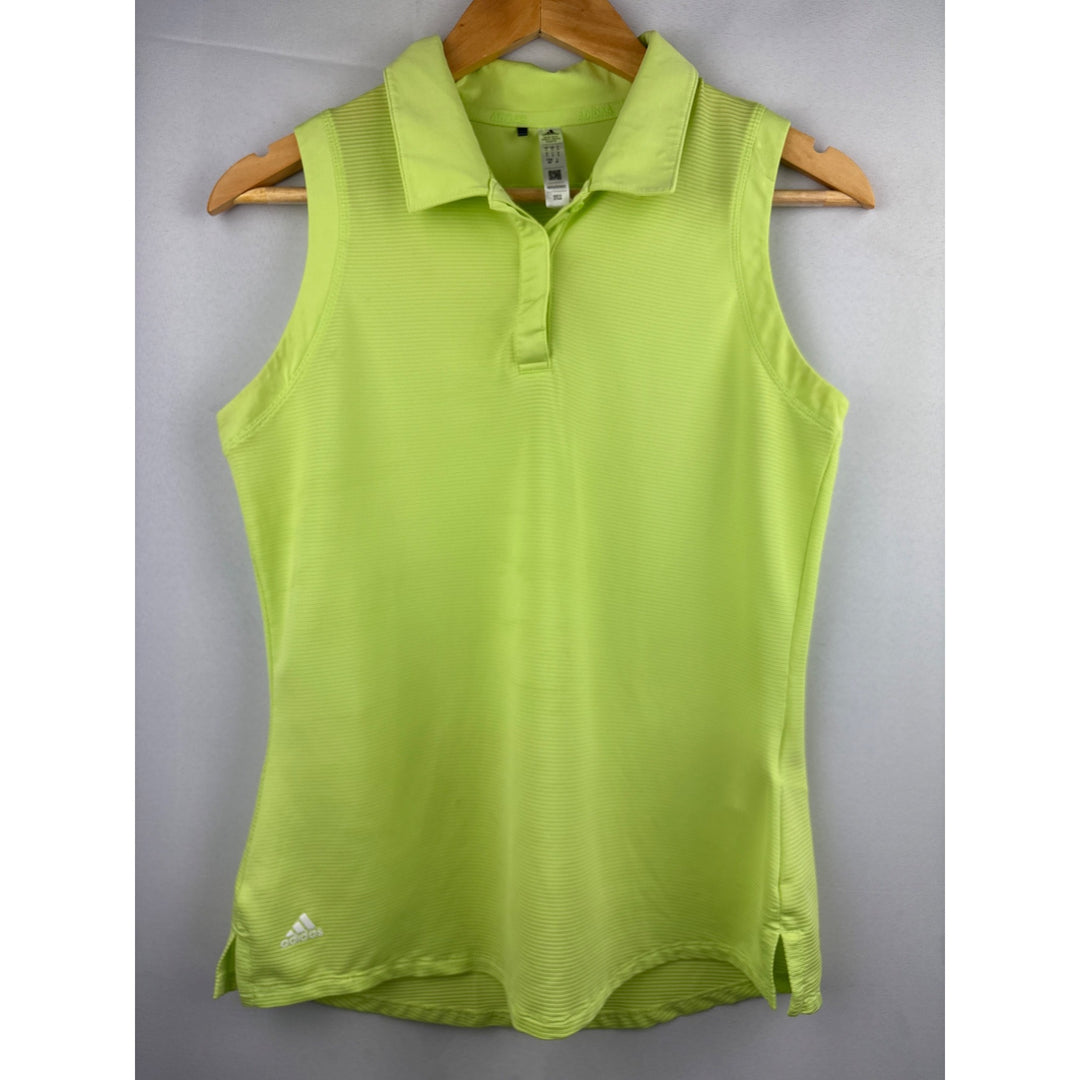 Adidas Womens Sleeveless Polo Shirt S Lime Green Parley Ocean Plastic Polyester