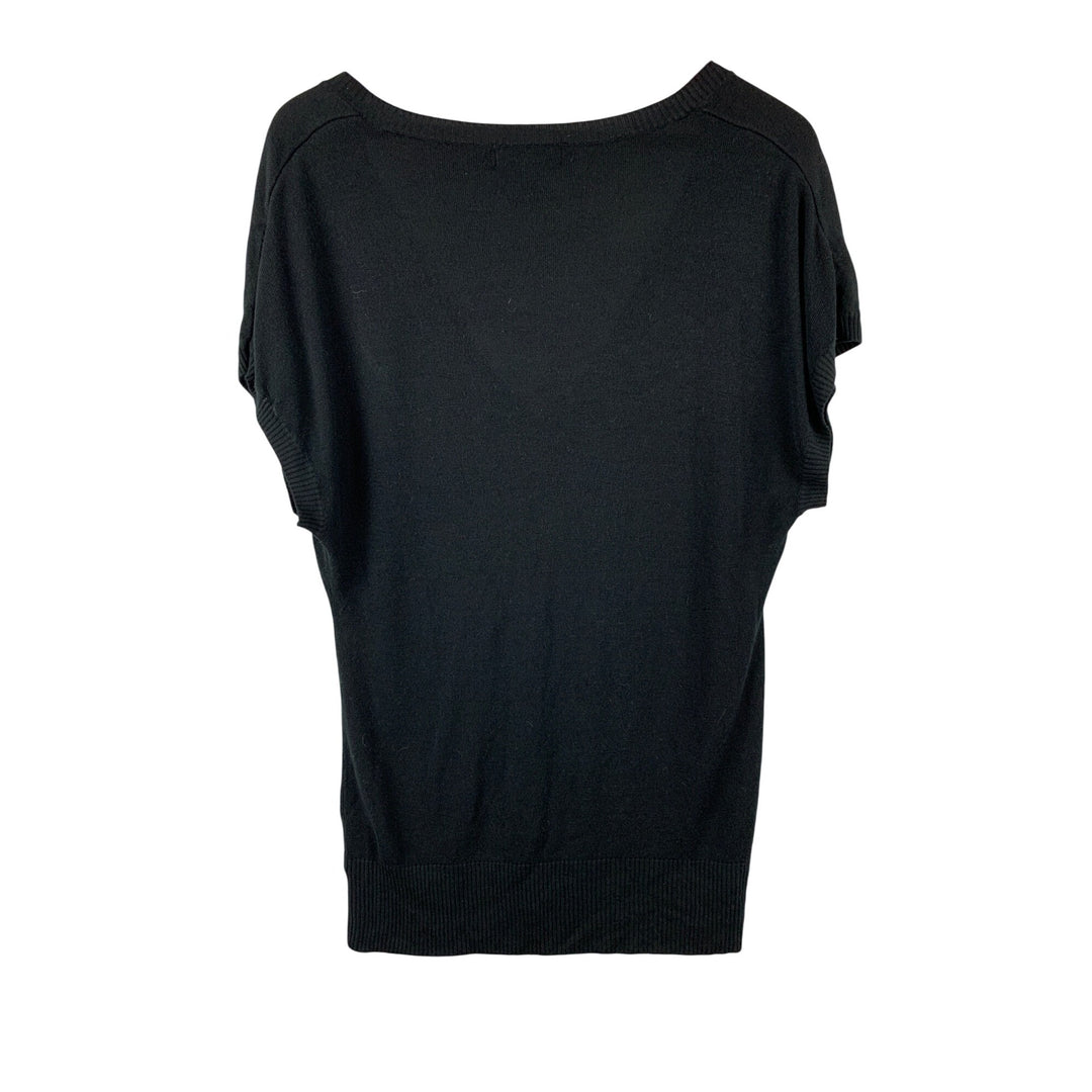 Central Park V-Neck Black Sweater Top Size M