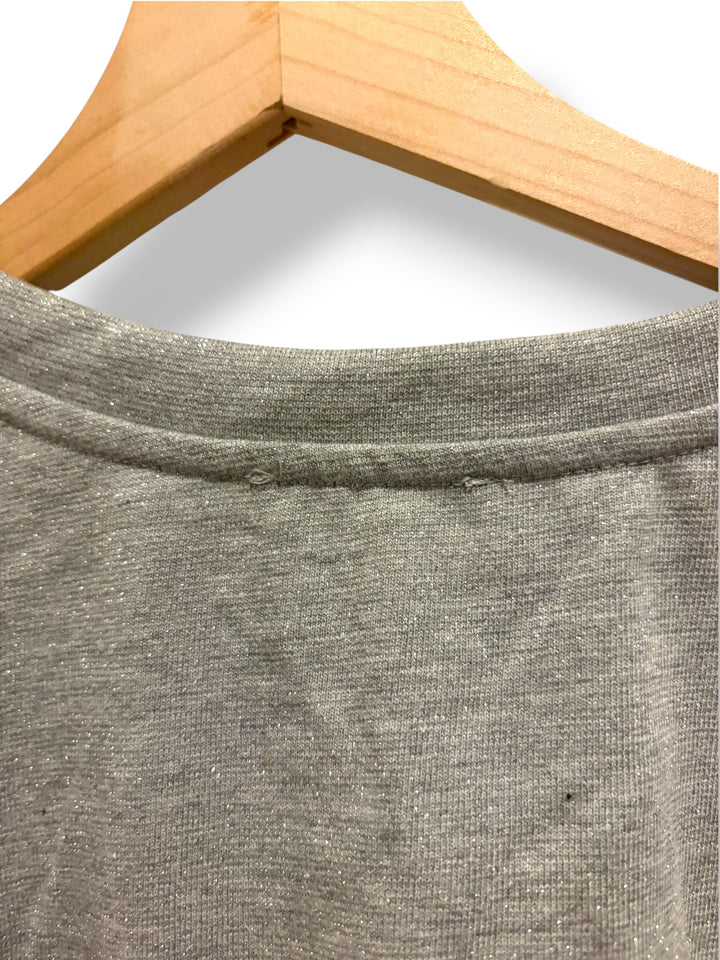 Zara New York Sparkle T-Shirt Gray Silver Glitter Oversized Tee Size M NWT