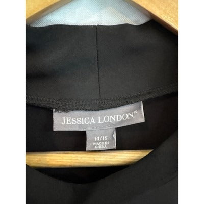 Women’s Jessica London Size 14/16 Black Mock Turtleneck Short Sleeve Dress.