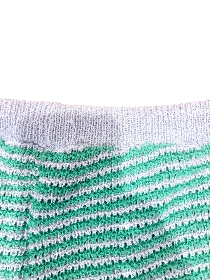 Zara Green Gray Striped Knit Drawstring Shorts Size Large Lounge Coastal