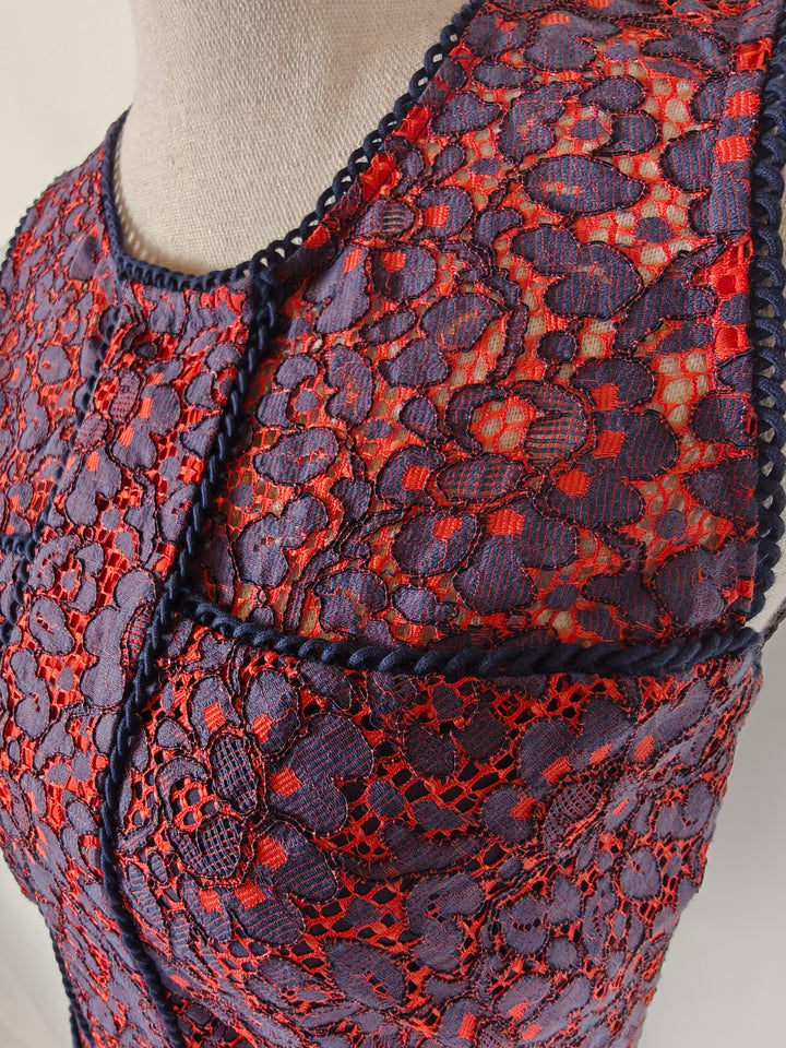 Womens Parker Nerissa Lace Dress Red Navy Size S