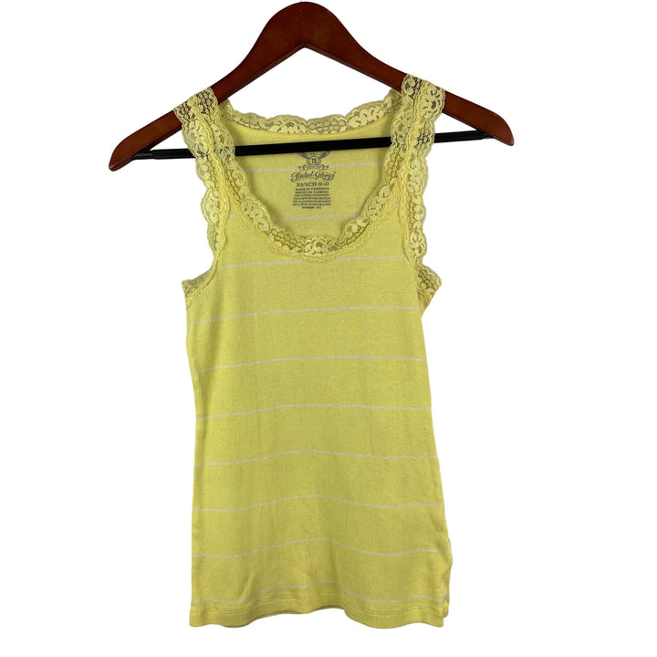 Yellow Lace Trim Ribbed Tank Top By Faded Glory XS