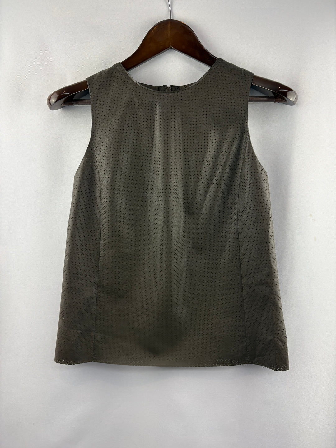 Women’s Vince Size 4 Chocolate Brown Leather Sleeveless Blouse
