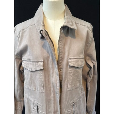 Dip Womens Long Beige Utility Jacket L