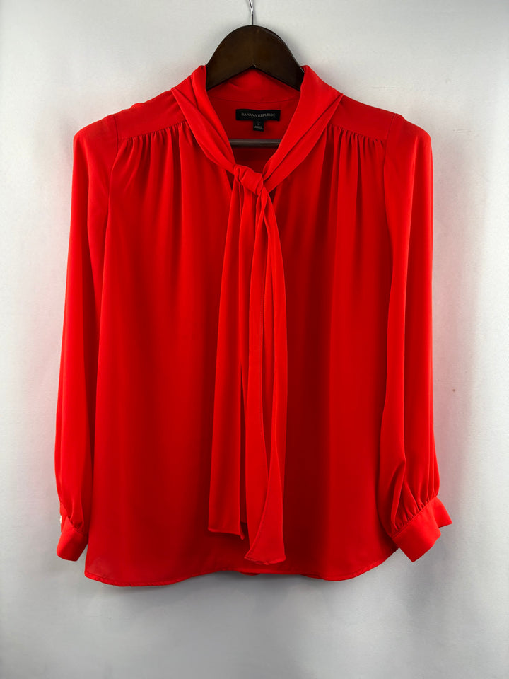 Women’s Banana Republic SmallT Bright Red Long Sleeve Blouse