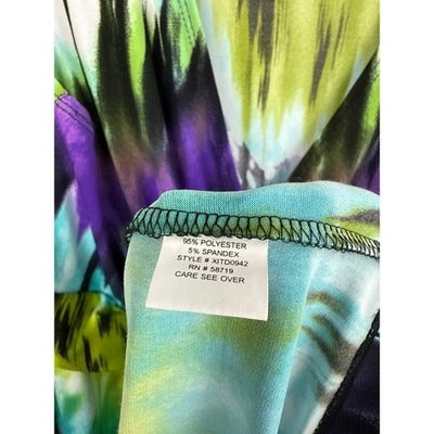 Women’s NY Collection Multicolor Tie-Dye Ikat Print Sleeveless Maxi Dress Sz L