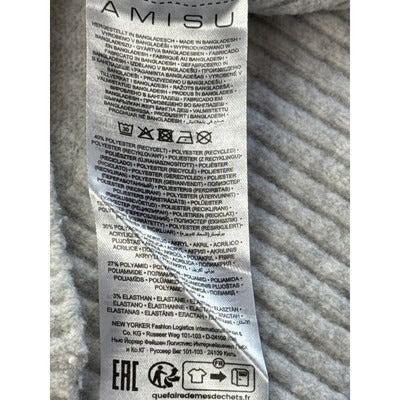 Amisu Womens Light Gray Crewneck Sweater S Recycled Polyester & Acrylic Made In Bangladesh
