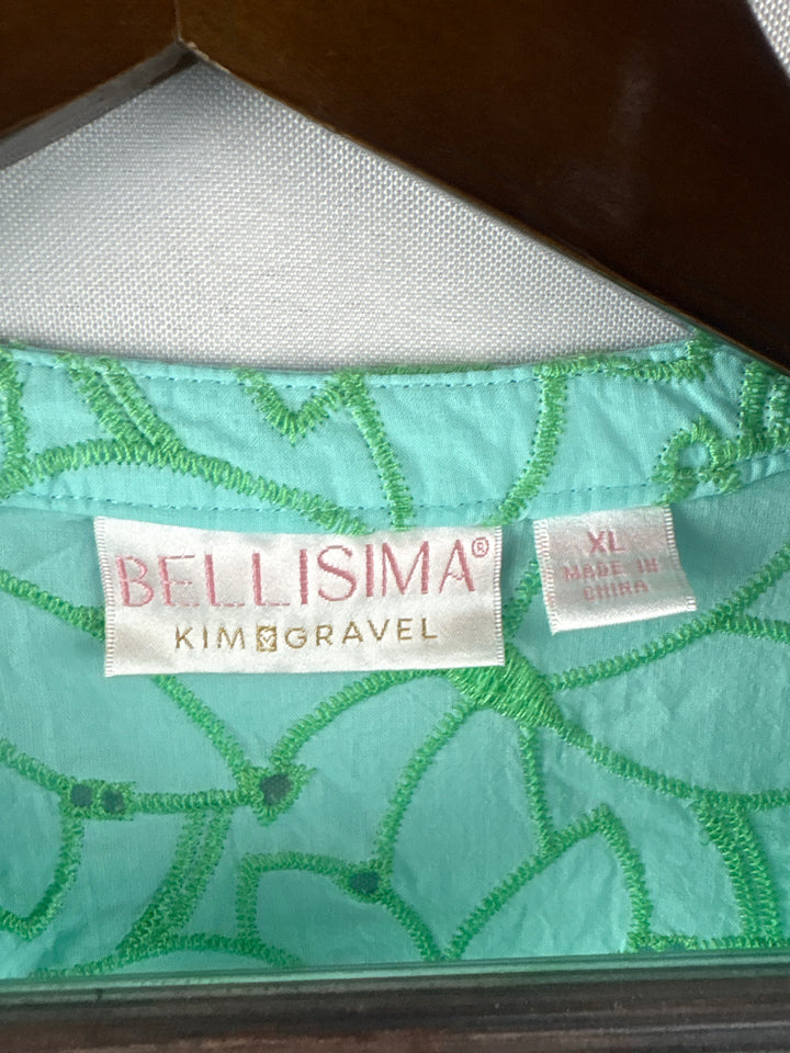 Women’s Bellisima XL Aqua w/ Green Florals Blouse