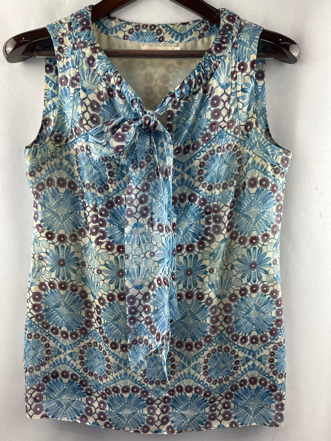 Women’s Tory Burch Blue Daisy Pattern Tank Size 8