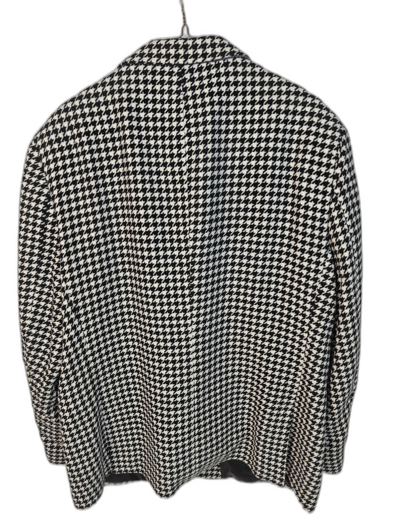 Linea Uomo Men's 48R Black White Houndstooth Sport Coat Blazer 2 Button Classic Fit