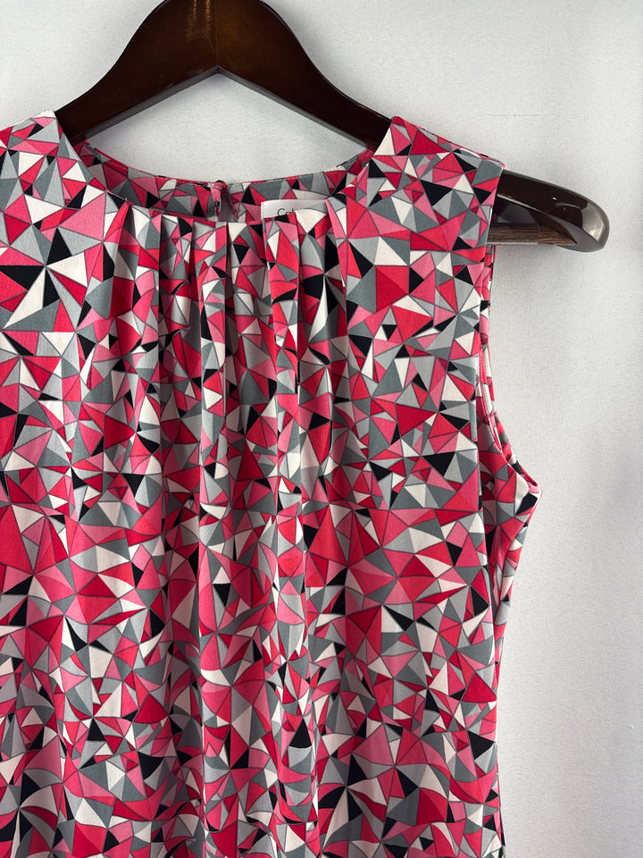 Women’s Calvin Klein Small Pink &amp; Gray Patterned Blouse