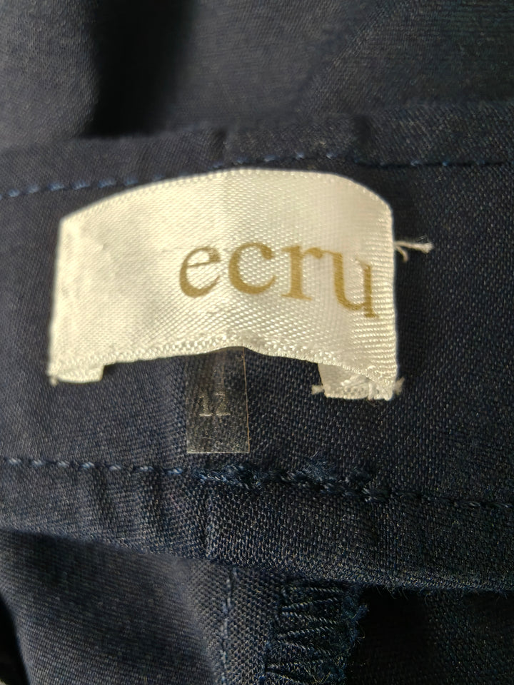 Women Ecru Straight Leg Pants Navy Size 14