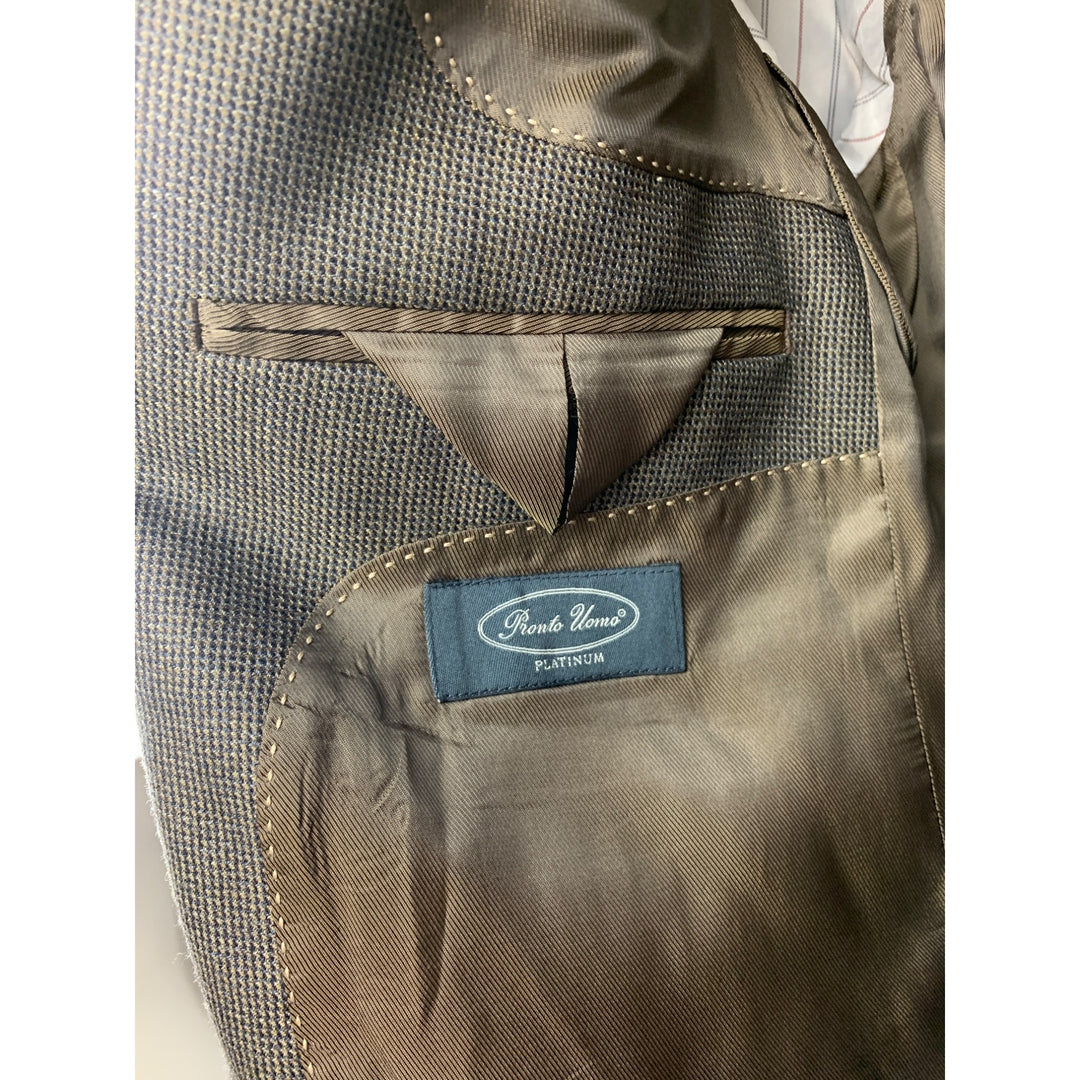 Men’s Pronto Uono Brown Pattern Coat Modern Blazer Size L