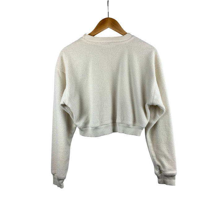 Levis Womens M Cream Sherpa Cropped Sweatshirt
