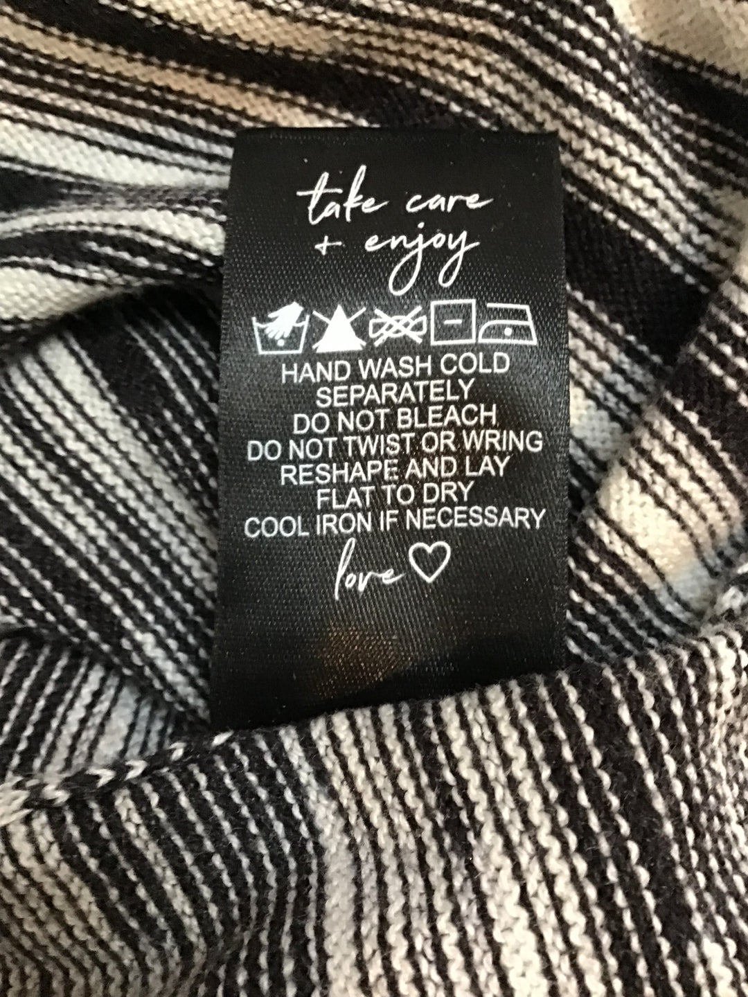 Women’s Nic + Zoe  Black White Abstract Stripe Knit Pullover Hoodie Size S