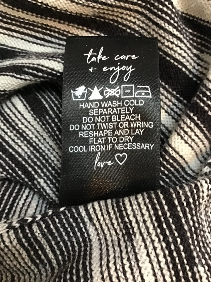 Women’s Nic + Zoe  Black White Abstract Stripe Knit Pullover Hoodie Size S