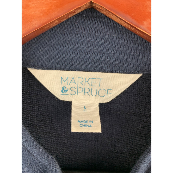 Market & Spruce Womens Small Blue Striped Long-Sleeve Zip Jacket With Pockets