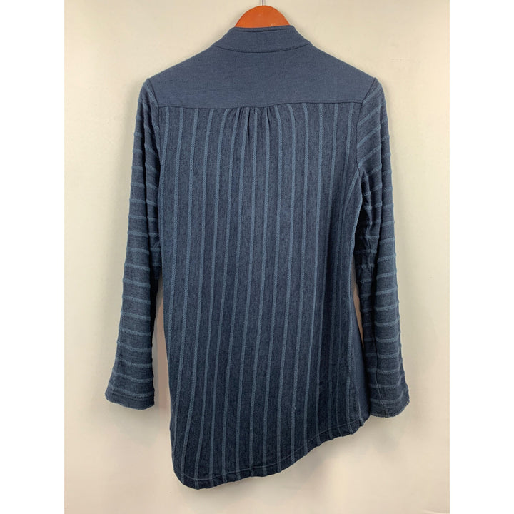 Market & Spruce Womens Small Blue Striped Long-Sleeve Zip Jacket With Pockets