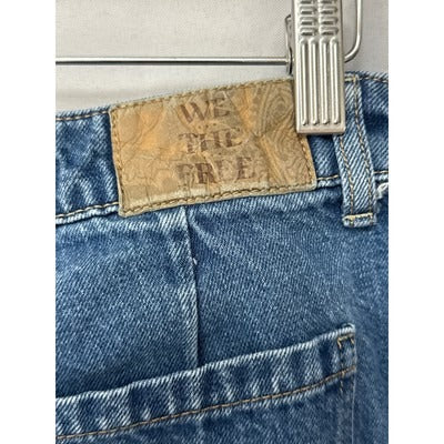We The Free Womens Denim Jeans Size 28 Blue High Waist Cropped Raw Hem Style