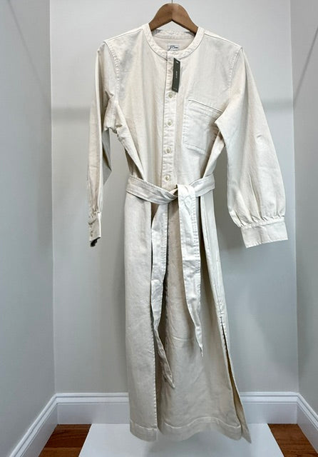 J.Crew Stretch Twill Button Down Cream Shirt Dress Sz14 NWT