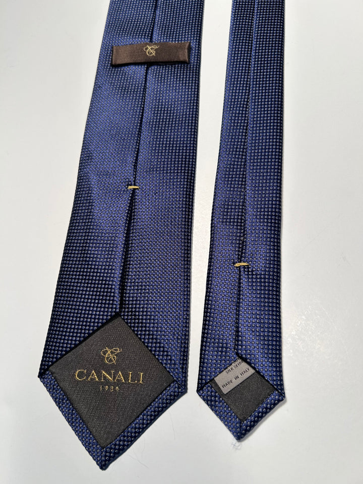 Canali 1934 Men’s 100% Silk Tie Purple Micro Geometric Made in Italy 58” x 3.25”