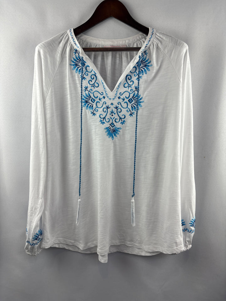 Women’s Bellisima Kim Gravel Large White Embroidered Blouse