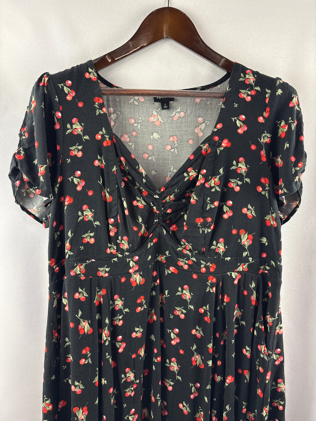 Women’s Torrid Size 2 Black Cranberry Patterned Babydoll Midi Dress