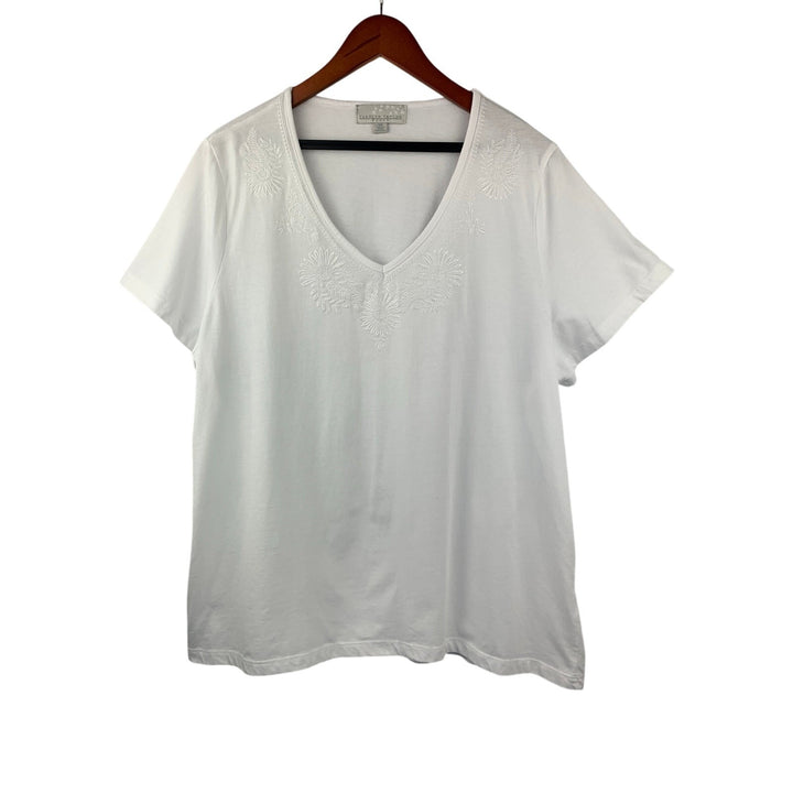 Women's Carolyn Taylor White Floral Shirt - Size 3, 100% Cotton