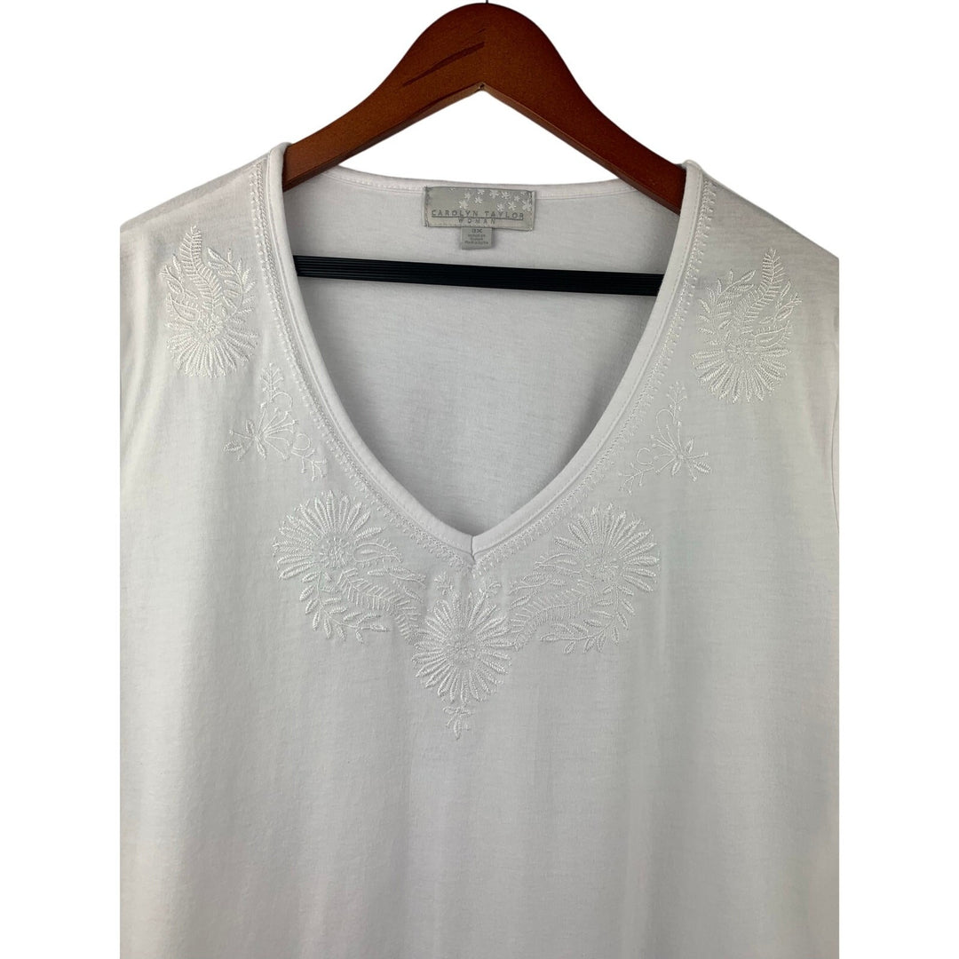 Women's Carolyn Taylor White Floral Shirt - Size 3, 100% Cotton