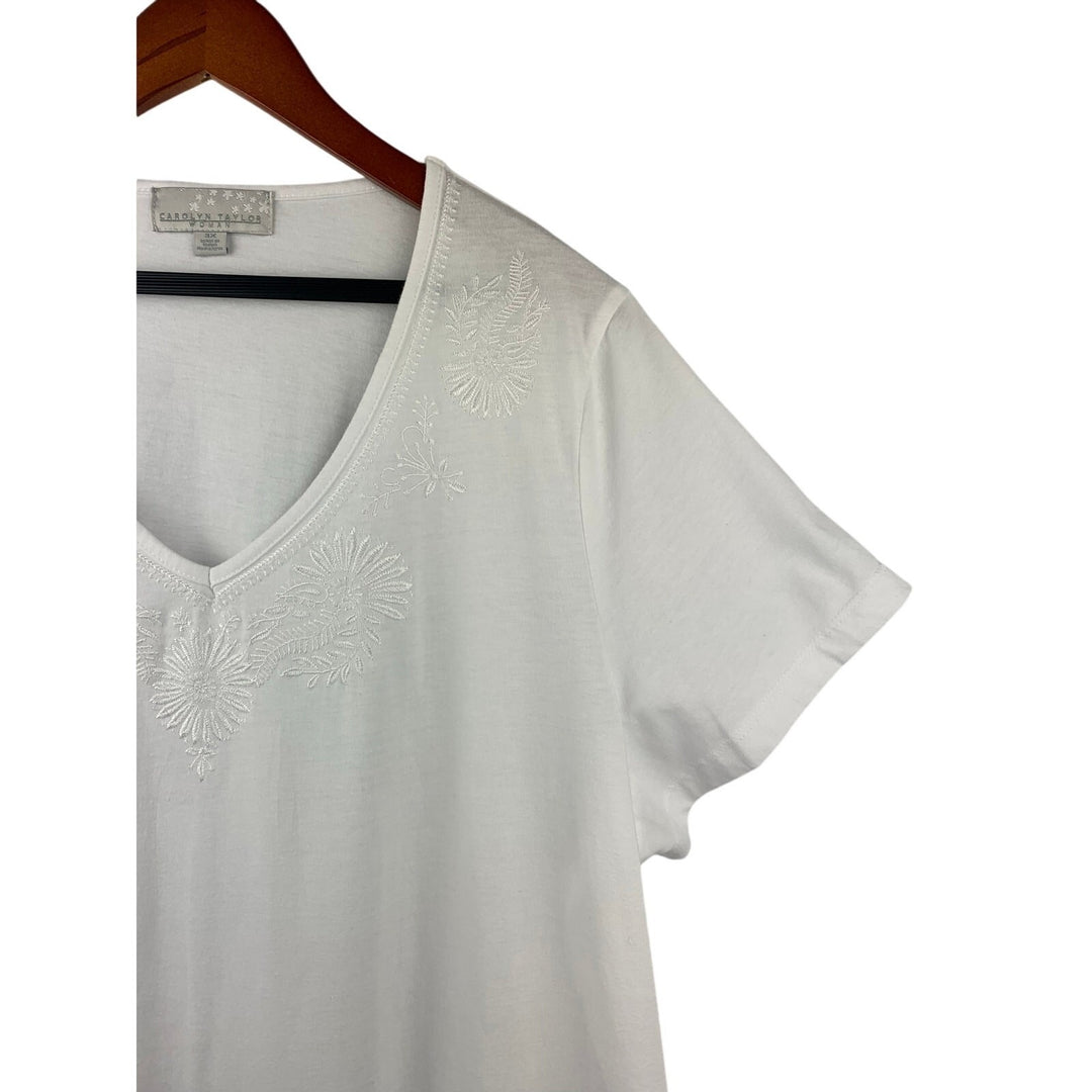 Women's Carolyn Taylor White Floral Shirt - Size 3, 100% Cotton