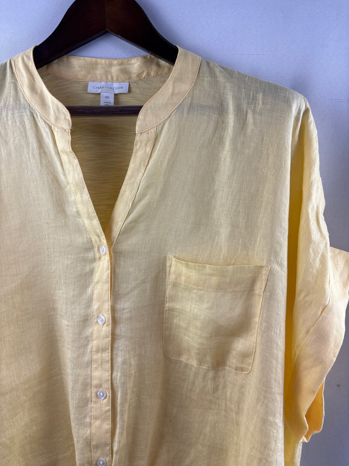 Women’s Charter Club XXL Butter Yellow Button Up Blouse