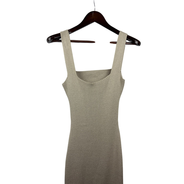 Women’s High Botany Medium Beige Knit Backless Bodycon Maxi Dress