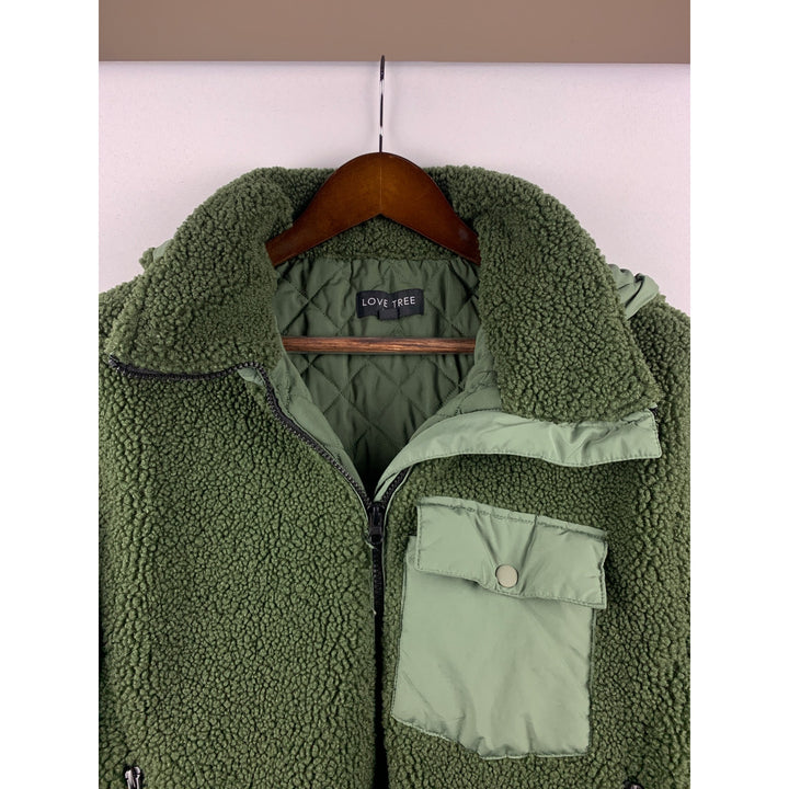 Women’s Love Tree Green Sherpa Sweater Size L