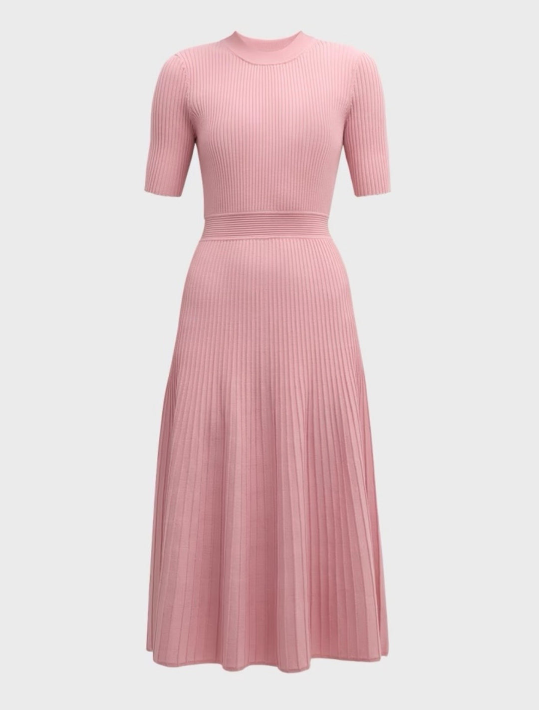 Elie Tahari Pink Midi Rib Knit Dress