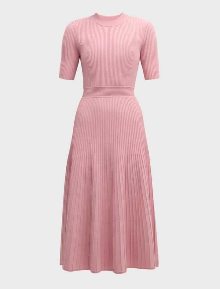 Elie Tahari Pink Midi Rib Knit Dress