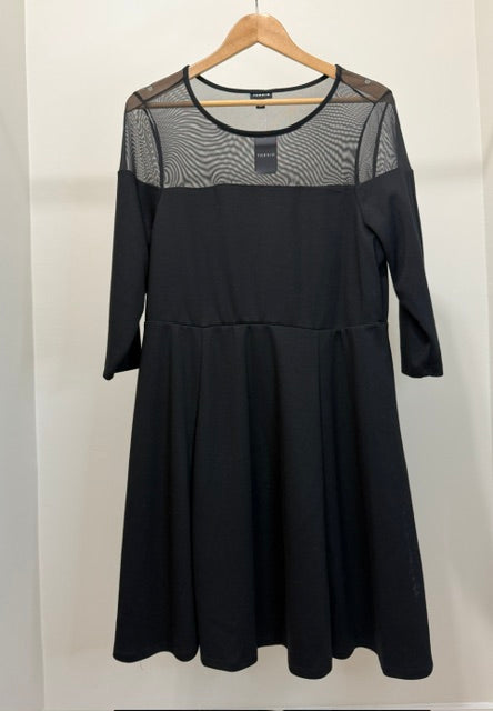 Torrid Black Cupro Mesh Yoke Skater Mini Dress Sz1X (14–16) NWT