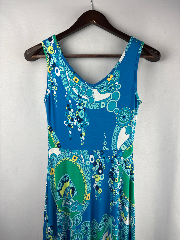 Women’s Tori Richard XS Blue Paisley Pattern Sleeveless Maxi Dress