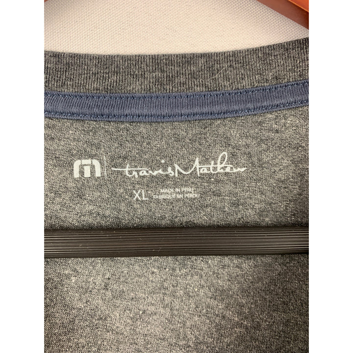 TravisMathew Mens XL Striped Gray T-Shirt