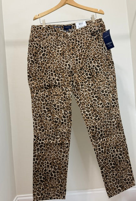 Charter Club Lexington Straight Cheetah Pant Sz16 NWT