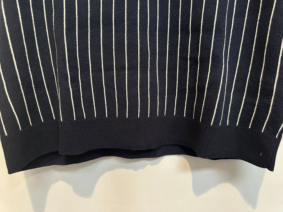 Men’s American Eagle Short Sleeve Blue and White Striped Polo Sweater Size L