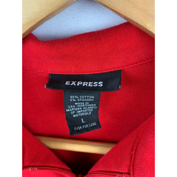 Express Red Half Zip Polo Shirt L