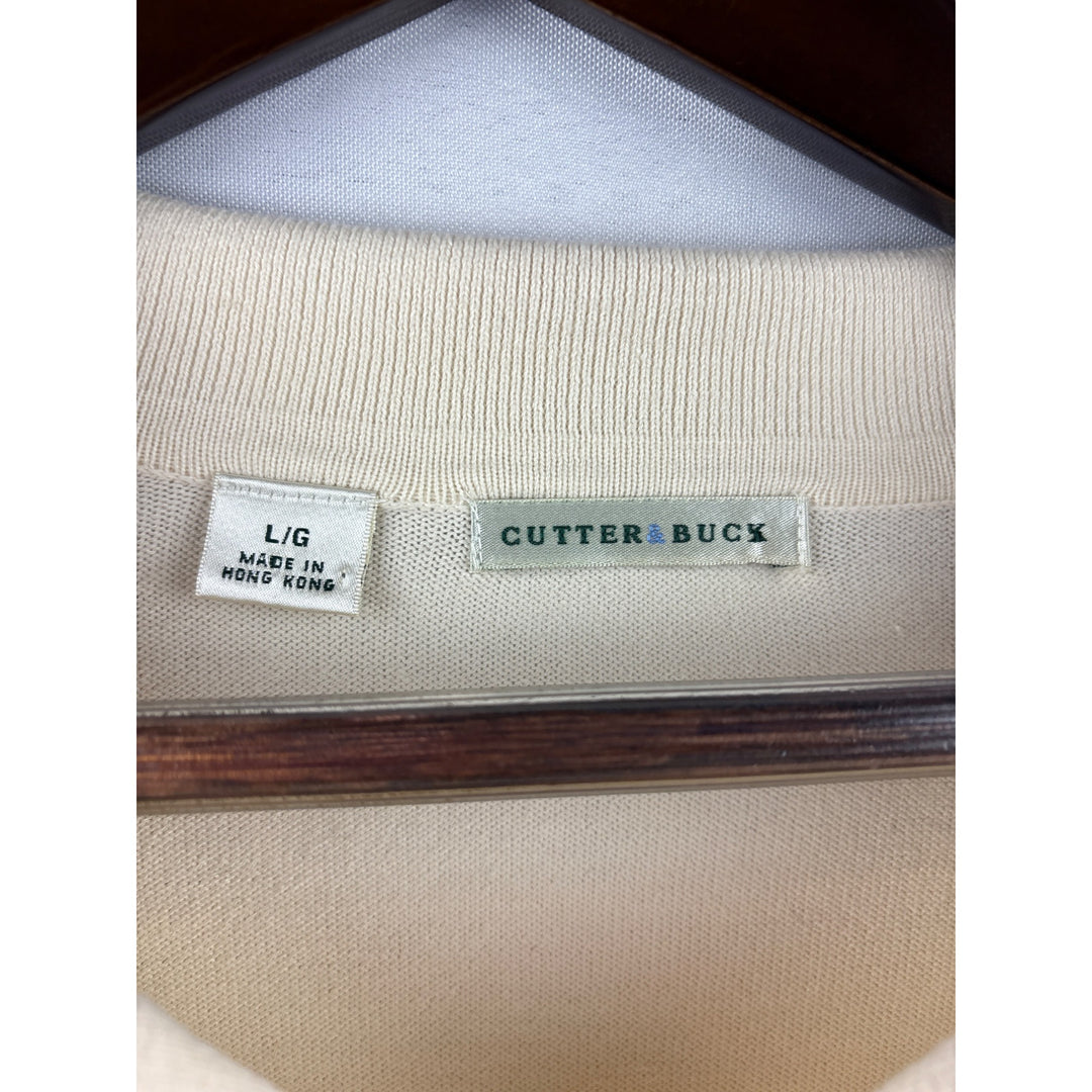 Men’s Cutter & Buck Large Cream Ling Sleeve Collard Sweater