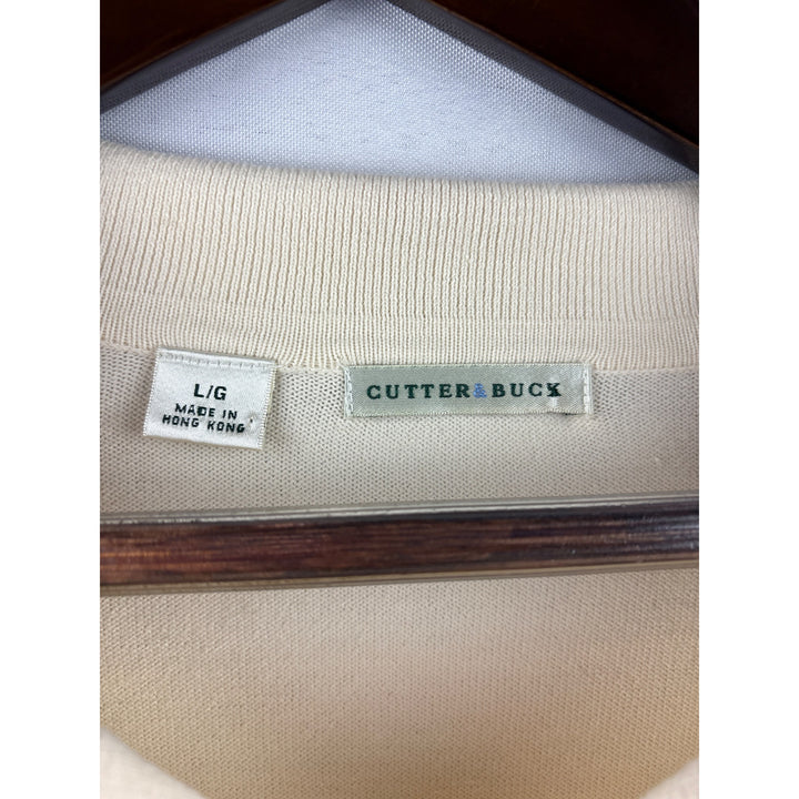 Men’s Cutter & Buck Large Cream Ling Sleeve Collard Sweater