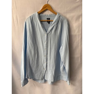 Gap Womens Light Blue Crinkle Gauze Button-Up Shirt XXL