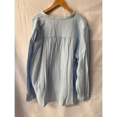 Gap Womens Light Blue Crinkle Gauze Button-Up Shirt XXL