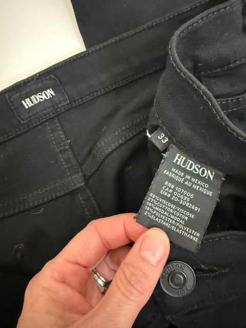 Hudson Nico Mid Rise Super Skinny Jeans Black Sz33