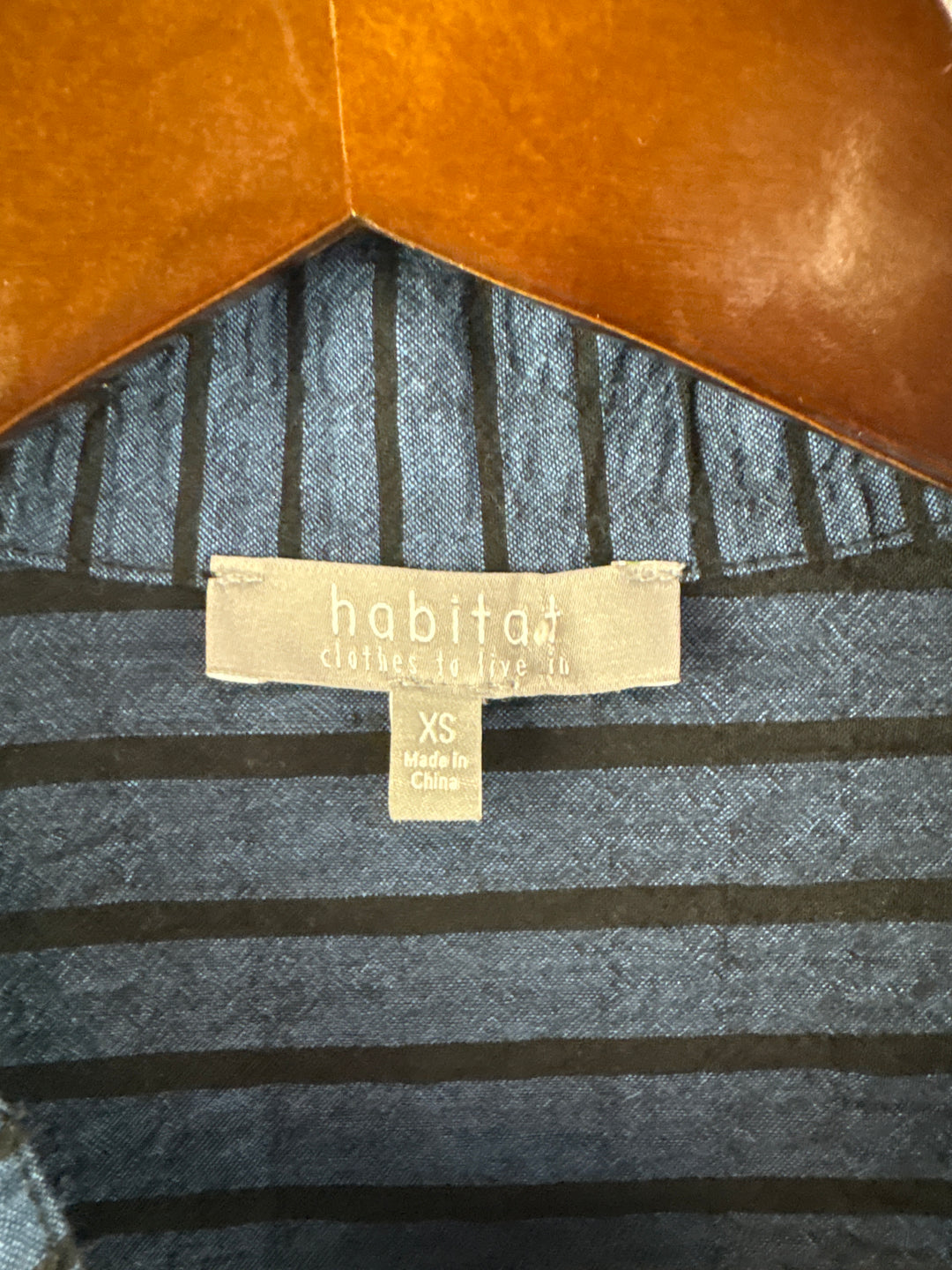 Women’s Habitat XS Dark Blue &amp; Black Striped Button Up